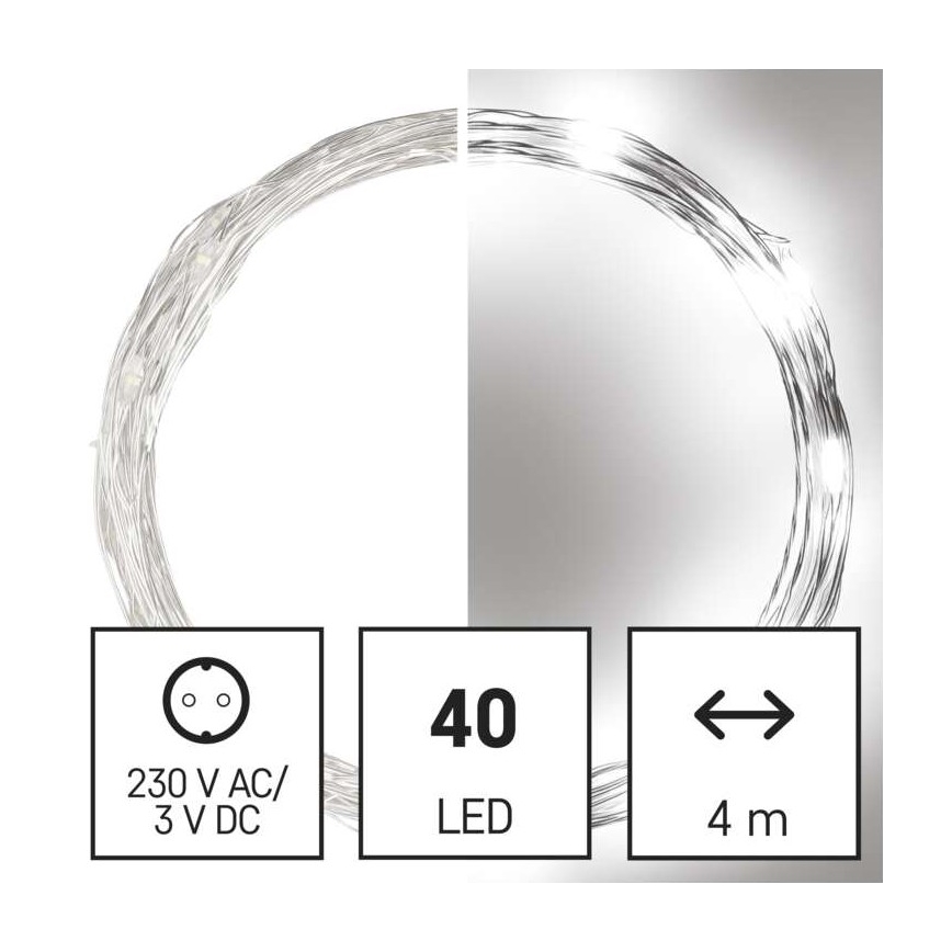 LED χριστουγεννιάτικη γιρλάντα για εξωτερικούς χώρους 40xLED/9m IP44 ψυχρό λευκό