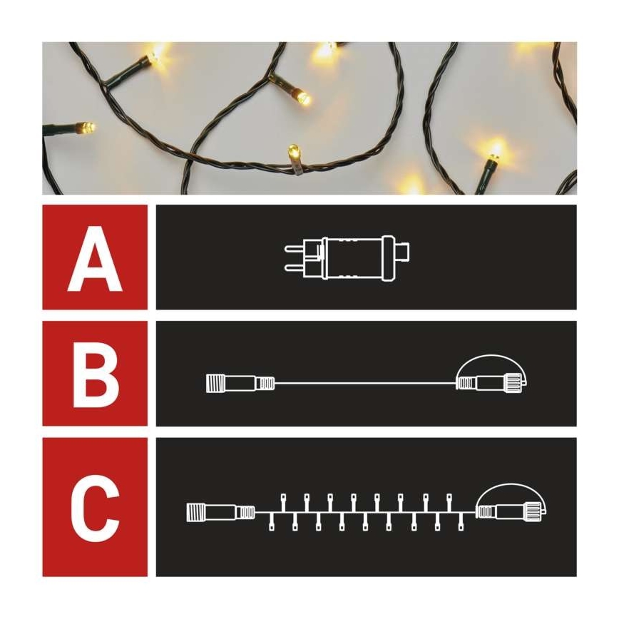 LED χριστουγεννιάτικη γιρλάντα εξωτερικού χώρου 100xLED/15m IP44 θερμό λευκό