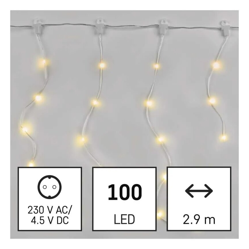 LED χριστουγεννιάτικη γιρλάντα εξωτερικού χώρου 100xLED/8 λειτουργίες 7,9x0,7m IP44 ζεστό λευκό