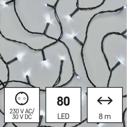 LED Χριστουγεννιάτικη γιρλάντα εξωτερικού χώρου 80xLED/13m IP44 ψυχρό λευκό