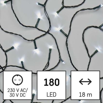 LED Χριστουγεννιάτικη εξωτερική αλυσίδα 180xLED/8 λειτουργίες 23m IP44 ψυχρό λευκό