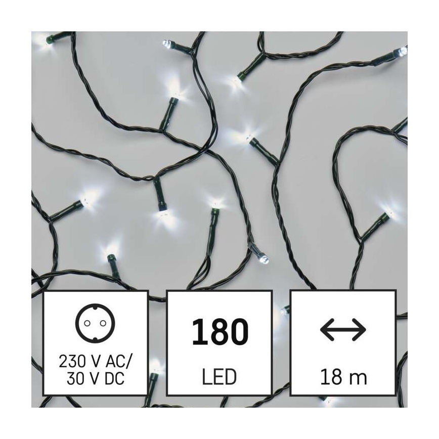 LED Χριστουγεννιάτικη εξωτερική αλυσίδα 180xLED/8 λειτουργίες 23m IP44 ψυχρό λευκό