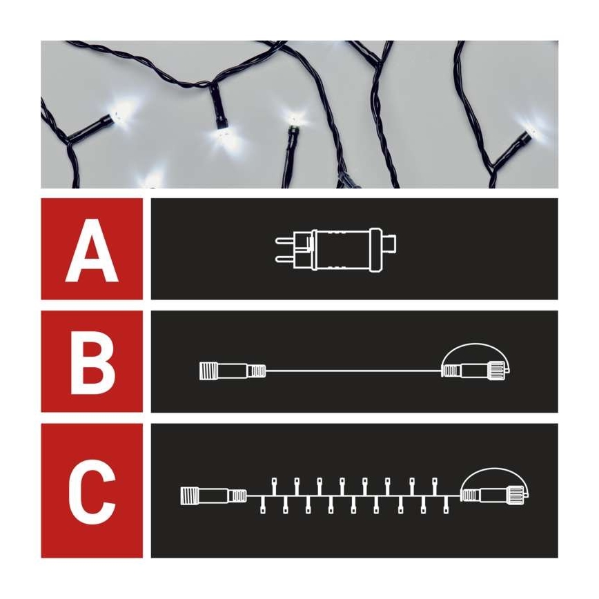 LED Χριστουγεννιάτικη εξωτερική γιρλάντα 100xLED/15m IP44 ψυχρό λευκό