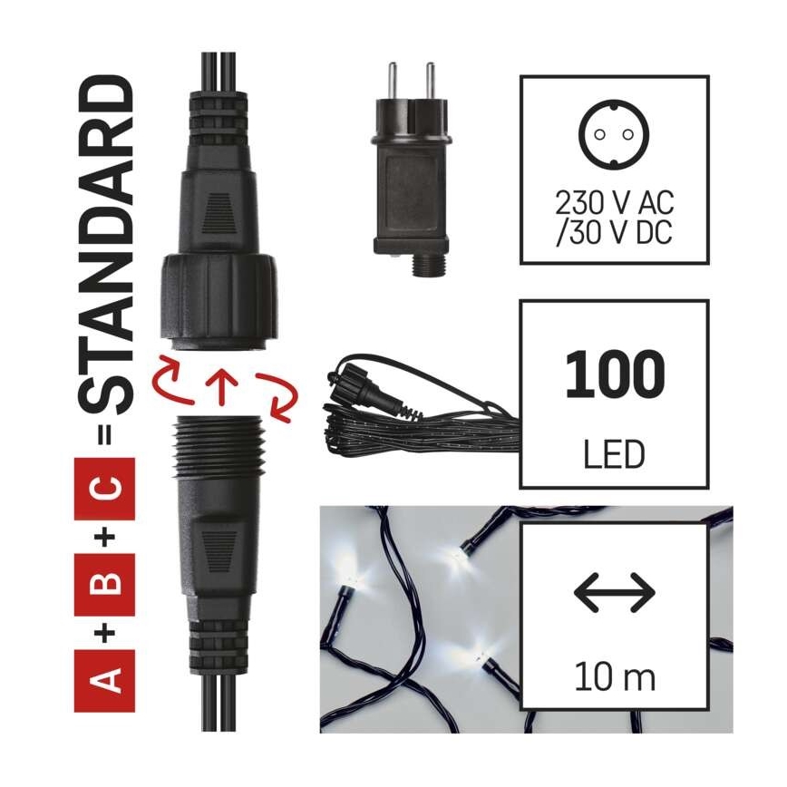 LED Χριστουγεννιάτικη εξωτερική γιρλάντα 100xLED/15m IP44 ψυχρό λευκό