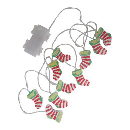 LED χριστουγεννιάτικη εξωτερική γιρλάντα 10xLED/2xAA 1,65 m IP44 θερμό λευκό, με κάλτσες