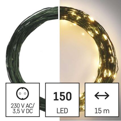 LED χριστουγεννιάτικη εξωτερική γιρλάντα 150xLED/20m IP44 θερμό λευκό