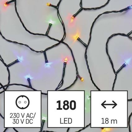 LED Χριστουγεννιάτικη εξωτερική γιρλάντα 180xLED/23m IP44 πολύχρωμη