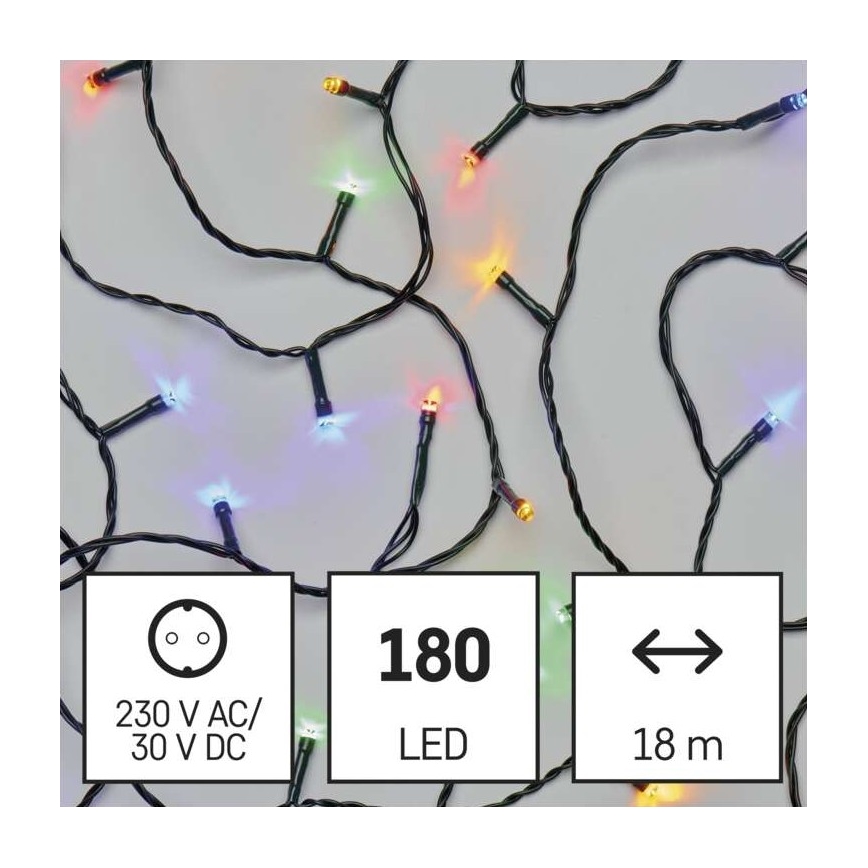 LED Χριστουγεννιάτικη εξωτερική γιρλάντα 180xLED/23m IP44 πολύχρωμη