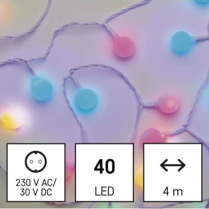LED Χριστουγεννιάτικη εξωτερική γιρλάντα 40xLED/9m IP44 πολύχρωμη