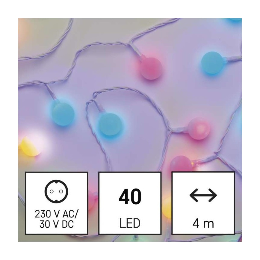 LED Χριστουγεννιάτικη εξωτερική γιρλάντα 40xLED/9m IP44 πολύχρωμη