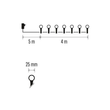 LED Χριστουγεννιάτικη εξωτερική γιρλάντα 40xLED/9m IP44 πολύχρωμη