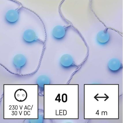 LED Χριστουγεννιάτικη εξωτερική γιρλάντα 40xLED/9m IP44 μπλε