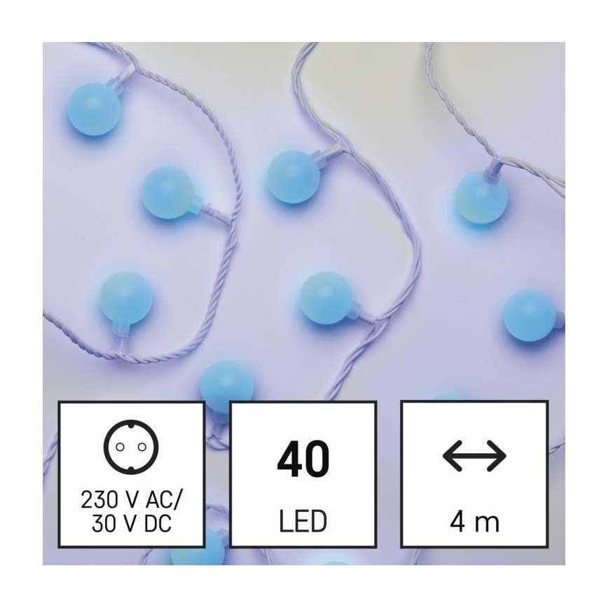 LED Χριστουγεννιάτικη εξωτερική γιρλάντα 40xLED/9m IP44 μπλε