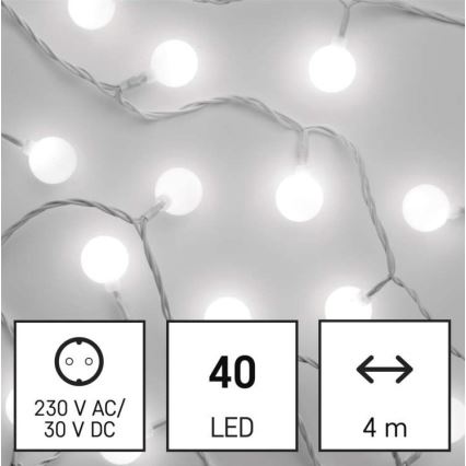 LED Χριστουγεννιάτικη εξωτερική γιρλάντα 40xLED/9m IP44 ψυχρό λευκό