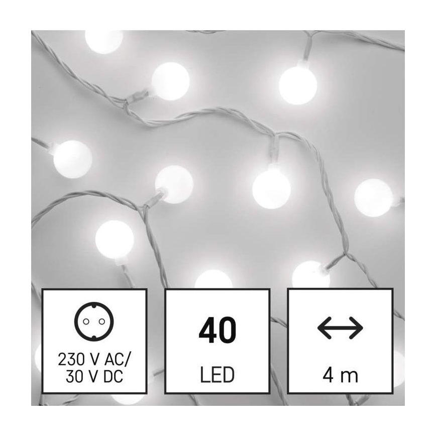 LED Χριστουγεννιάτικη εξωτερική γιρλάντα 40xLED/9m IP44 ψυχρό λευκό