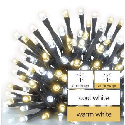 LED Χριστουγεννιάτικη εξωτερική γιρλάντα 80xLED/13m IP44 θερμό/ψυχρό λευκό