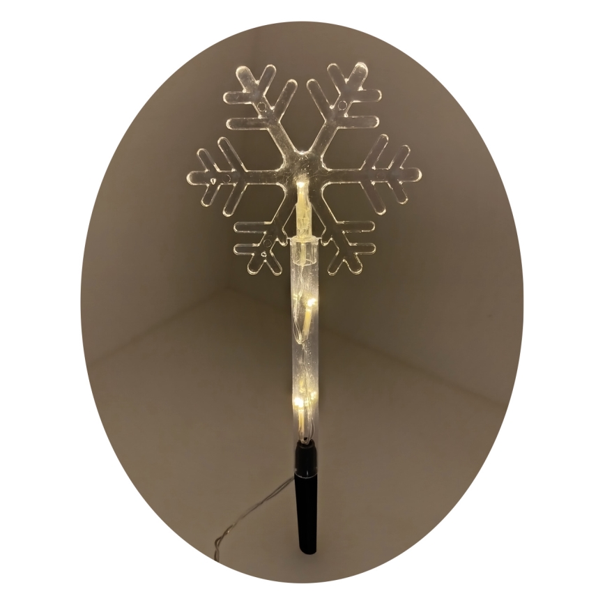 LED χριστουγεννιάτικη εξωτερική διακόσμηση νιφάδα χιονιού 3xLED/2xAA IP44 σε θερμό λευκό