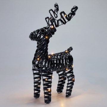LED Χριστουγεννιάτικη διακόσμηση 30xLED/3xAA 37 cm ζεστό λευκό τάρανδος/μαύρο