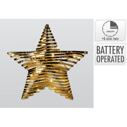 LED χριστουγεννιάτικη διακόσμηση 30xLED/3xAA 40 cm ζεστό λευκό αστέρι/χρυσό