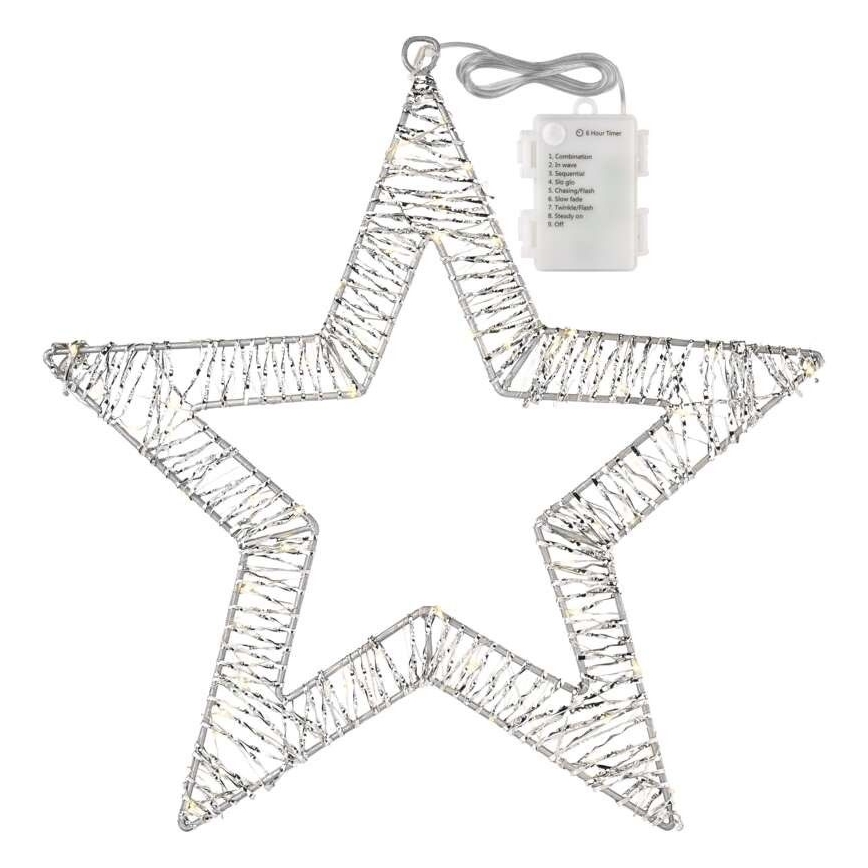 LED Χριστουγεννιάτικη διακόσμηση 60xLED/3AA θερμό λευκό αστέρι