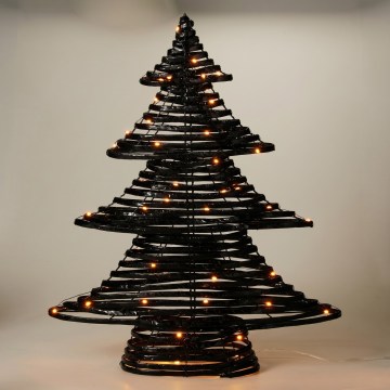 LED Χριστουγεννιάτικη διακόσμηση 60xLED/3xAA 60 cm θερμό λευκό δέντρο/μαύρο