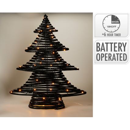 LED Χριστουγεννιάτικη διακόσμηση 60xLED/3xAA 60 cm θερμό λευκό δέντρο/μαύρο