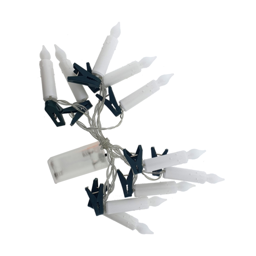 LED Χριστουγεννιάτικη διακοσμητική γιρλάντα 10xLED/2xAA 1,65 m θερμό λευκό, σε σχήμα κεριού