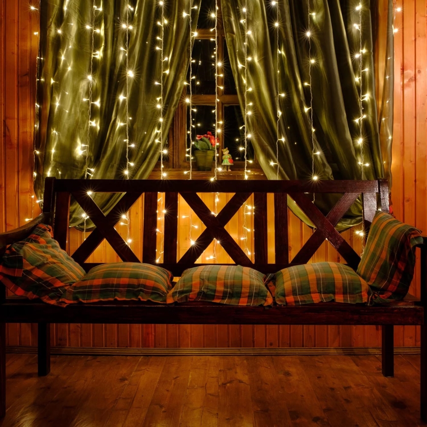 LED Χριστουγεννιάτικο Κουρτινόφωτο LONGER 150xLED/8 λειτουργίες 3,5 μ. ζεστό λευκό