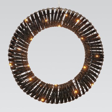 LED Χριστουγεννιάτικο στεφάνι 30xLED/3xAA Ø 40 εκ. θερμό λευκό στεφάνι/μαύρο