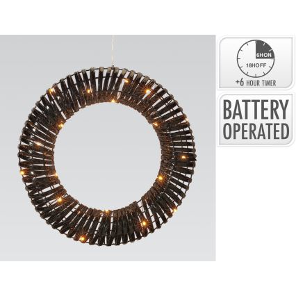 LED Χριστουγεννιάτικο στεφάνι 30xLED/3xAA Ø 40 εκ. θερμό λευκό στεφάνι/μαύρο