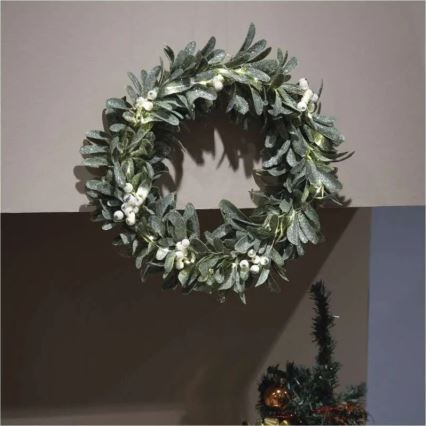 LED Χριστουγεννιάτικο στεφάνι — 25 LED, λειτουργία με 3xAA, διάμετρος 35 εκ.