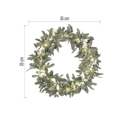 LED Χριστουγεννιάτικο στεφάνι — 25 LED, λειτουργία με 3xAA, διάμετρος 35 εκ.