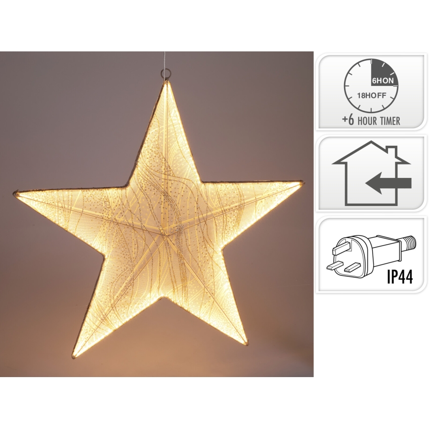 LED Χριστουγεννιάτικο διακοσμητικό 248xLED/6W/230V 59 cm θερμό λευκό αστέρι/χρυσό