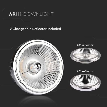 LED Χωνευτό φωτιστικό σποτ LED/20W/230V 4000K 40°/20° διάμετρος 11 cm γυαλιστερό χρώμιο