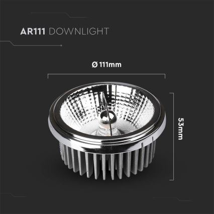 LED Χωνευτό φωτιστικό σποτ LED/20W/230V 4000K 40°/20° διάμετρος 11 cm γυαλιστερό χρώμιο