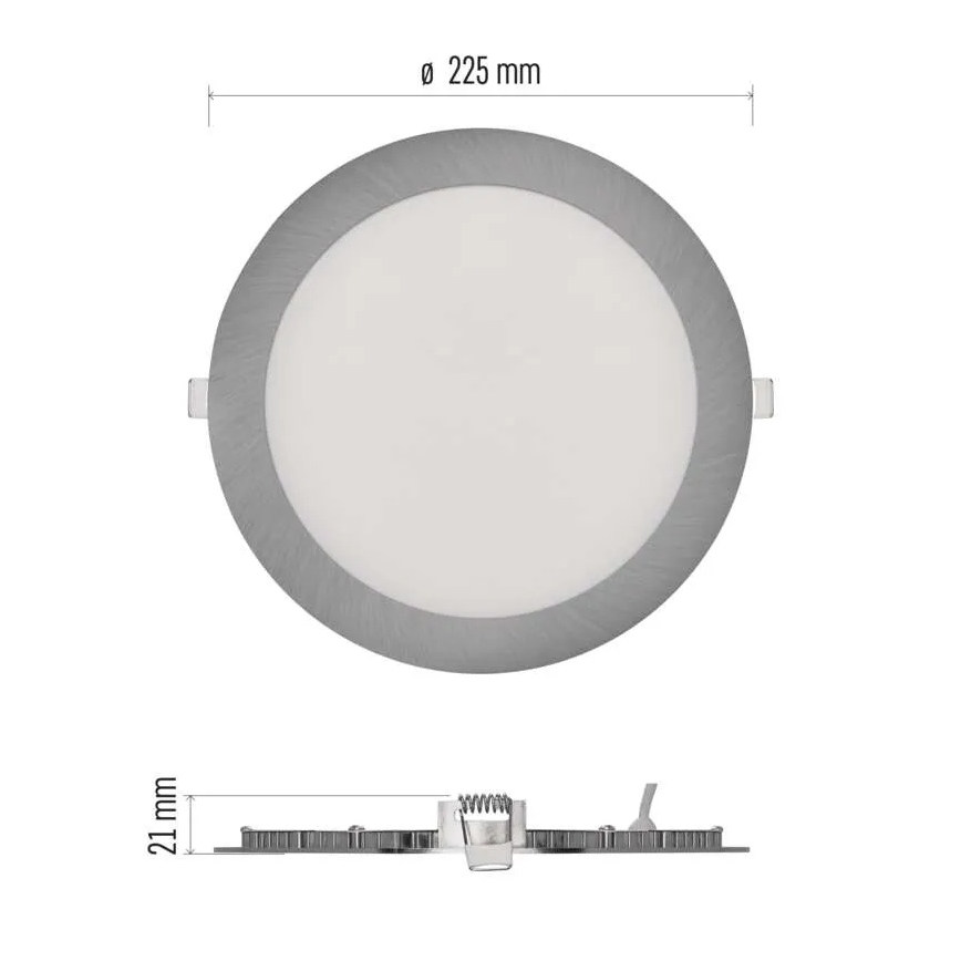 LED χωνευτό φωτιστικό οροφής NEXXO LED/18W/230V 3000/3500/4000K, ασημί, διάμετρος 22,5 εκ.