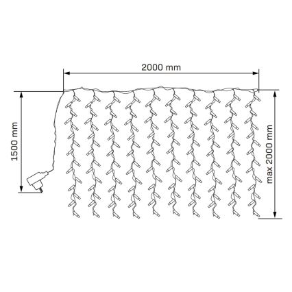 LED Χριστουγεννιάτικα λαμπάκια κουρτίνα LONGER 150xLED/8 λειτουργίες 3,5 m θερμό λευκό