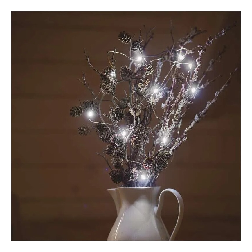 LED Χριστουγεννιάτικο φωτάκι 20xLED/2xAA 2,4μ ψυχρό λευκό