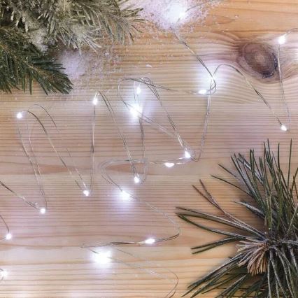 LED Χριστουγεννιάτικο φωτάκι 20xLED/2xAA 2,4μ ψυχρό λευκό