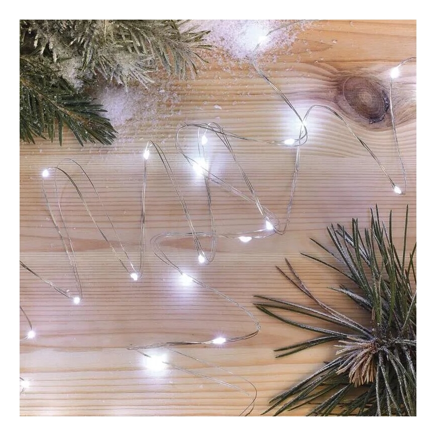 LED Χριστουγεννιάτικο φωτάκι 20xLED/2xAA 2,4μ ψυχρό λευκό