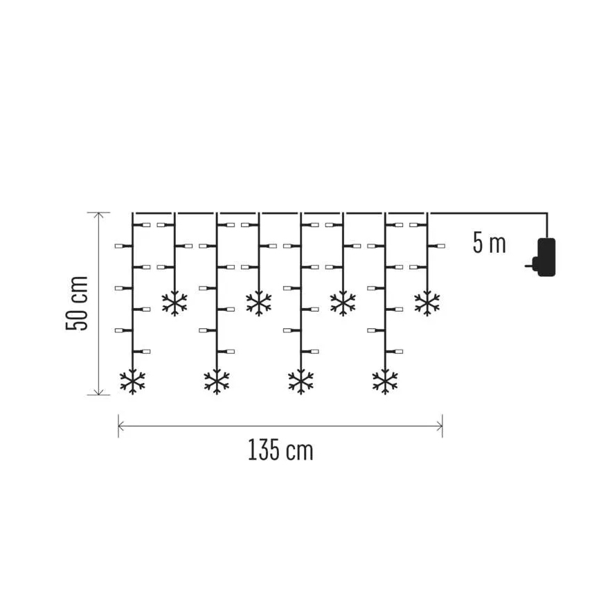 LED Χριστουγεννιάτικη κουρτίνα 60xLED/1,35W 635x50 cm ψυχρό λευκό