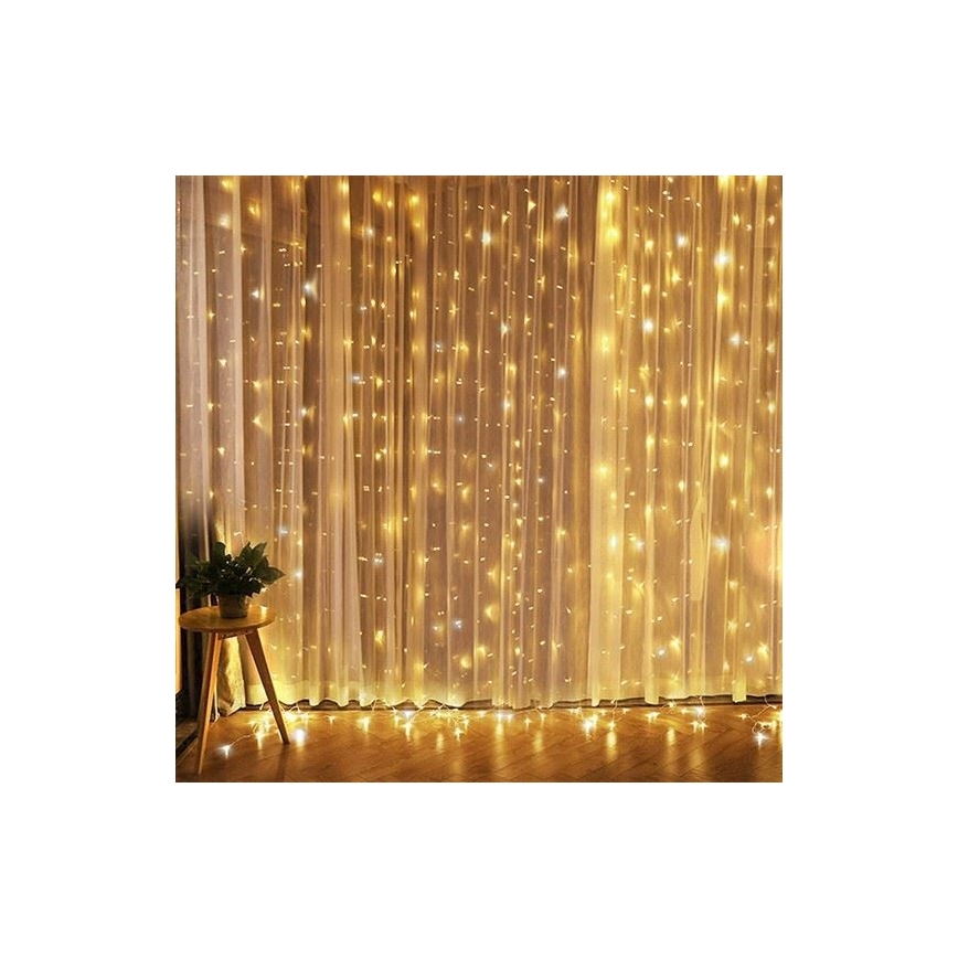 LED Χριστουγεννιάτικη φωτεινή κουρτίνα LED/3xAA