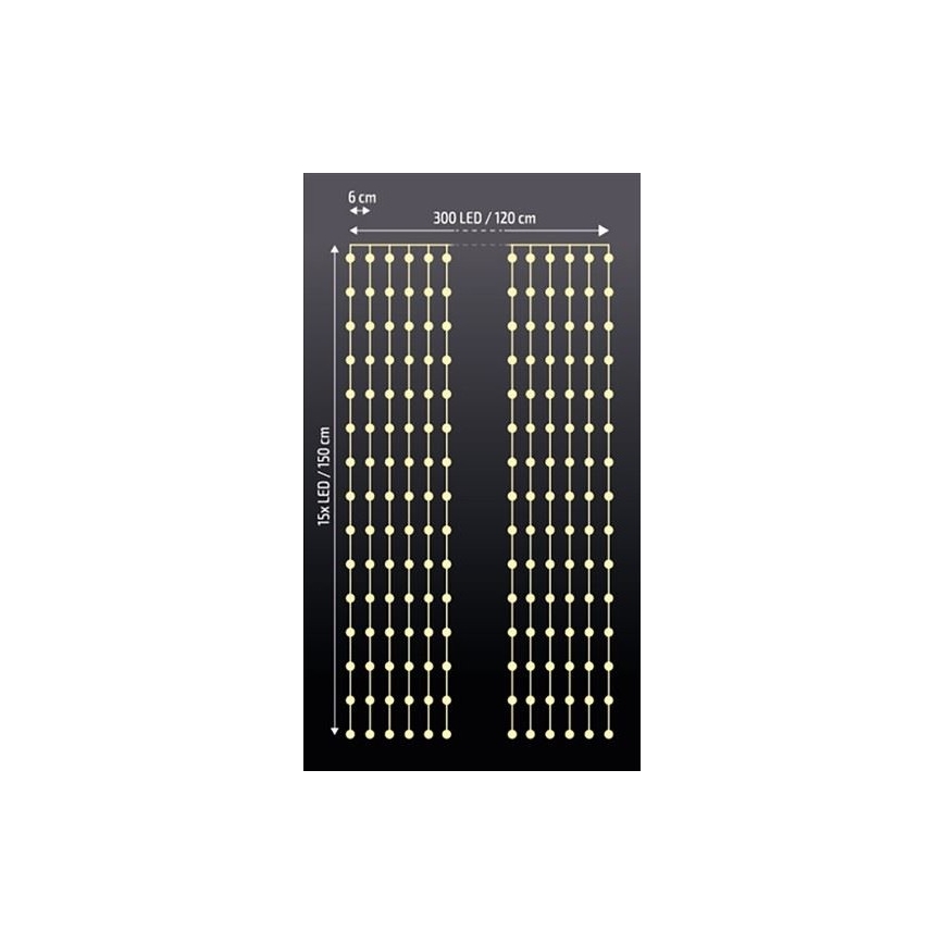 LED Χριστουγεννιάτικη φωτεινή κουρτίνα LED/3xAA