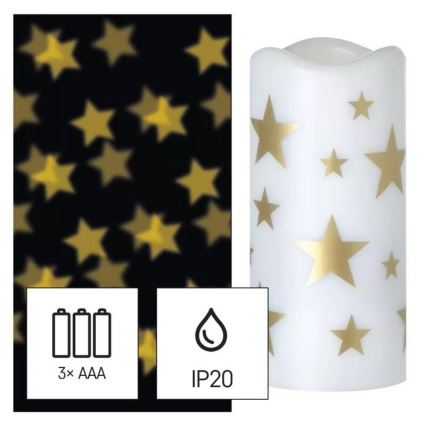 LED Χριστουγεννιάτικο κερί LED/3xAAA αστέρια ζεστό λευκό