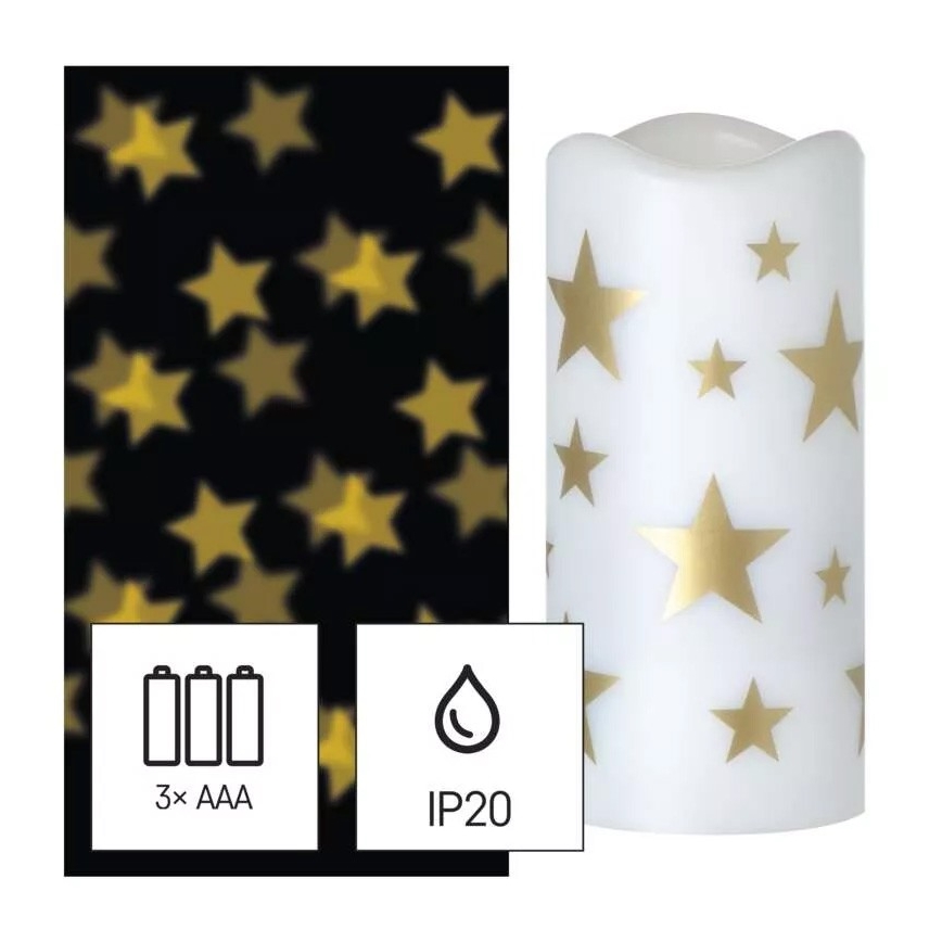LED Χριστουγεννιάτικο κερί LED/3xAAA αστέρια ζεστό λευκό