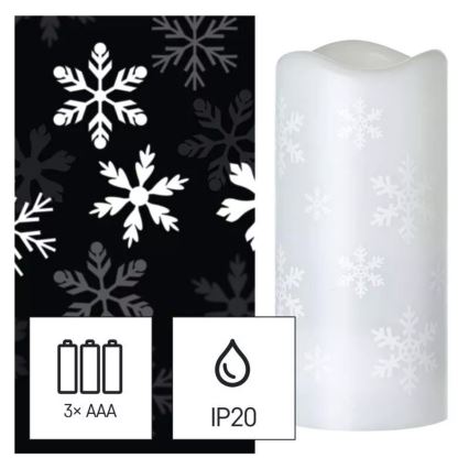 LED Χριστουγεννιάτικο κερί LED/3xAAA νιφάδες χιονιού ψυχρό λευκό