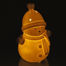 LED Χριστουγεννιάτικο πορσελάνινο διακοσμητικό LED/3xLR44 χιονάνθρωπος
