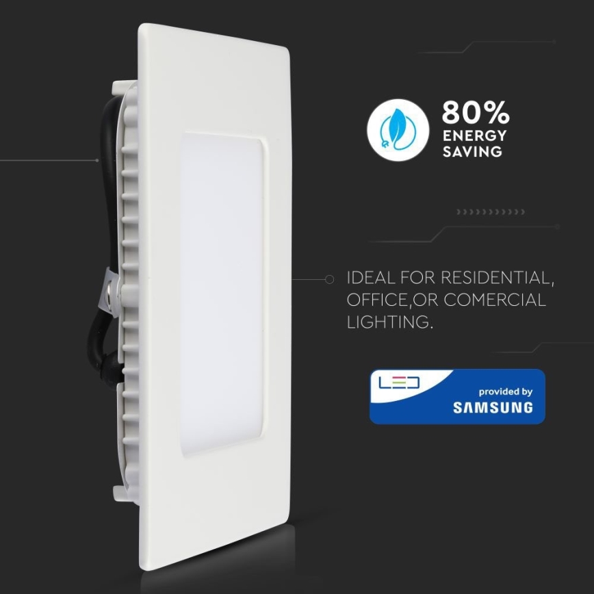 LED Χωνευτό φως SAMSUNG CHIP LED/12W/230V 6400K τετράγωνο