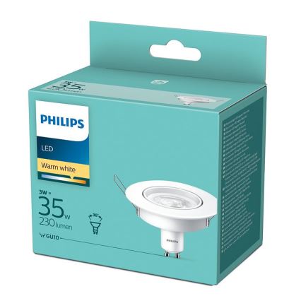 LED Χωνευτό φωτιστικό Philips 1xGU10/3W/230V 2700K