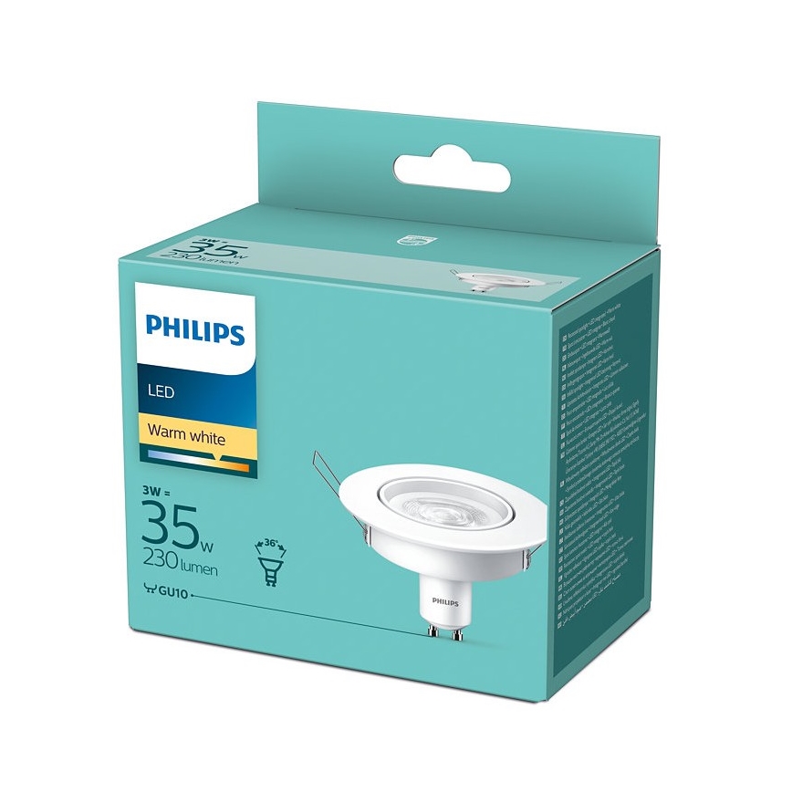 LED Χωνευτό φωτιστικό Philips 1xGU10/3W/230V 2700K